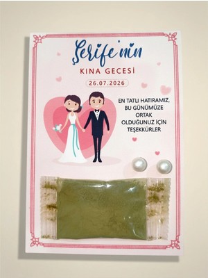 The Bıggest Impact 100 Adet El Ele Gelin Damat Tasarımlı Inci Küpeli Stick Kına - Kişiye Özel Tasarımlı Söz, Düğün ve Kına Hediyeliği