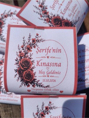 The Bıggest Impact 72 Adet Kına Gecesi Hatırası - Özel Tasarım Kaliteli Kartlara Baskılı Hijyenik Stick Kına (5 Gr) - Gül Desenli Isimli Kına Paketi