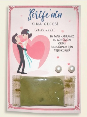 The Bıggest Impact 100 Adet Kişiye Özel Tasarım ile Romantik Gelin Damat Desenli Inci Küpeli Stick Kına - Söz, Düğün ve Kına Hediyeliği