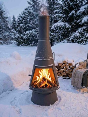Efsoon Organics ​bahçe ve Teras Tipi Konik Metal Şömine / Soba (150 Cm)