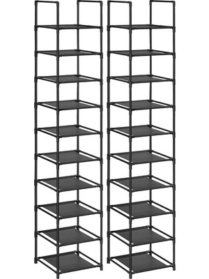 Songmics 10 Katlı Ayakkabı Rafı, Ayakkabı Standı, Yerden Tasarruf Sağlayan Ayakkabı Saklama, 33 x 33