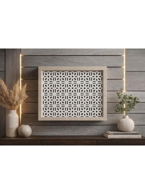 Eylux Modern Dekoratif Duvara Asılabilir Sigorta ve Modem Saklama Kutusu, Ahşap, Bej, 25X35 Cm, De