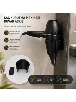 Saç Kurutma Makinesi Duvar Askısı – Fön Makinesi Tutucu Aparat