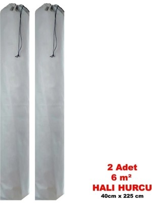 2 Adet 6m² Halı Hurcu - Halı Kılıfı - Bağcıklı Halı Hurcu- Halı Poşeti - Halı Ambalajı Gri