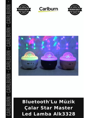 Carlburn Özel Üretim Müzikli Yıldız Projektör Kablosuz Bluetooth'lu Müzik Çalar Star Master LED Lamba ALK3328