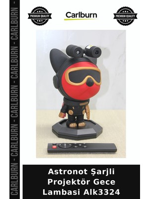 Carlburn Özel Üretim Dekoratif Hediyelik Çocuk Odası Astronot Şarjli Projektör Gece Lambasi ALK3324