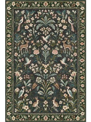 Rugs Modern Halı Sdtplus Vintage Folklorik Botanik Desenli Ince Dokuma Taban Salon Halısı OZL226