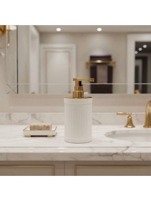 Elovias System Reçine Tezgah Üstü Sıvı Sabunluk Beyaz/Gold (BA2019 006 R1-GL)