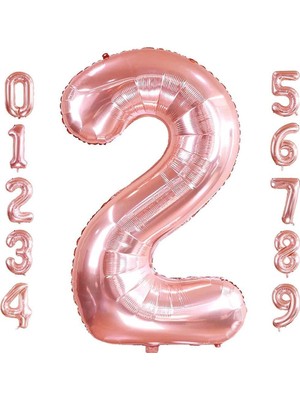 Mythriva Rakam Folyo Balon 34 Inç 76-82 cm (Rose Gold, 2)