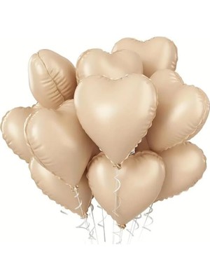 Mythriva Beysüs Ten Rengi Pudra Retro Kalp Folyo Balon 18 Inç 5 Adet