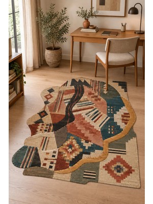 Rugs Modern Halı Sdtplus Vintage Etnik Geometrik Desenli Ince Dokuma Taban Salon Halısı OZL166