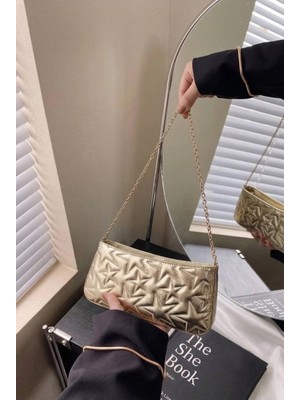 Rivina Lina V Altın Inci Detaylı Kadın Portföy Clutch Çanta