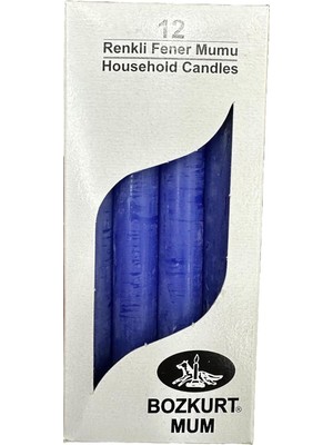 Mythriva Bozkurt Konik Şamdan Mum Fener Mumu - Mavi - 14 Cm. - 12 Adetlik Paket