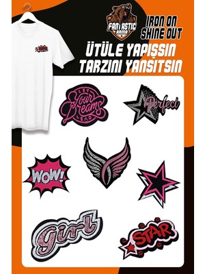 Mythriva Fantastic Arma Ütü Ile Yapışan Dokuma Seti Patch Yama Gırl Modeli