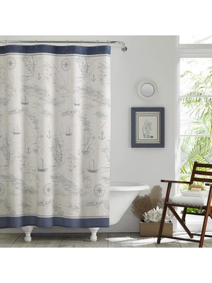 Mythriva Tommy Bahama - Duş Perdesi, Tropikal Kumaş Duş Perdesi, Dayanıklı ve Orta Ağırlıkta Banyo Dekoru (Karayip Denizi Mavisi, 72" x 72"), USHS6A1044824