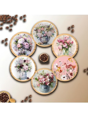 Mythriva Kututr 6'li Ahşap Bardak Altlığı BRD-001