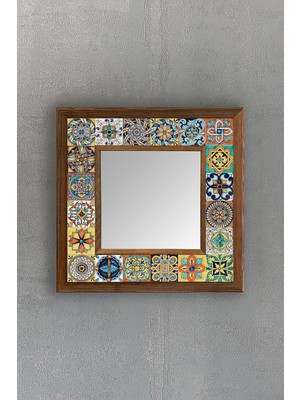Mythriva Tr Oscar Stone Decor Çerçeveli Mozaik Doğaltaş Ayna 33 cm x 33 cm AYN-030