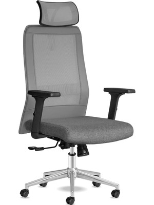 Mythriva Tr Kolto Ofis Sandalyesi Baş Destekli Ergonomik Çalışma Koltuğu Dayanıklı Kumaş Döşeme (Gri)
