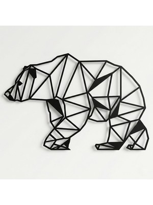 Mythriva Tr Metal Duvar Sanatı - Geometrik Ayı -3d Duvar Silueti Metal Duvar Dekoru Ev Ofis Dekorasyonu Yatak Odası Oturma Odası Dekor Heykel (24 G x 16 Inç Y/61 x 41 Cm)
