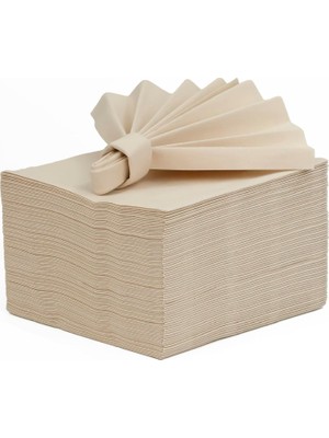 Mythriva Tr Airlaid Peçete 40X40 cm (Açık Ölçü) – 20X20 cm Katlı, 50'li Paket, Kumaş Dokulu, Hijyenik, Premium Sofra Peçetesi (Kum Beji)