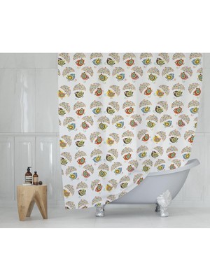 Mythriva Tr Banyo Perdesi 1X180X200 Tek Kanat Duş Perdesi Halka Hediyeli 8952