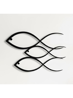 Mythriva Tr Animlas Metal Duvar Sanatı Eserleri - Balık Ailesi Metal Duvar Dekoru Ev Ofis Dekorasyon Yatak Odası Oturma Odası Dekoru (18 G x 10 Y / 46X25CM)