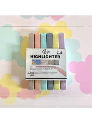 Mythriva Tr Kare Tip 6 Lı Highlighter Fosforlu Kalem Morandi Serisi