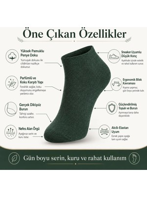 Beruflic Erkek Pamuklu Patik Çorap 5'li 39-44 | Dikişsiz Burun, Koku Karşıtı, Nefes Alan Sneaker Under M