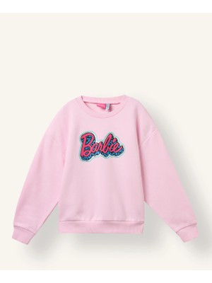 DeFacto Barbie Relaxed Fit Bisiklet Yaka Baskılı Içi Yumuşak Tüylü Kalın Sweatshirt Kız ÇOCUK I5077A826AU