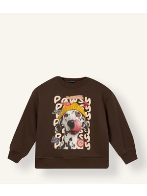 DeFacto Oversize Bisiklet Yaka Baskılı İçi Yumuşak Tüylü Kalın Sweatshirt Kumaşı Sweatshirt Kız Çocuk I9202A826WN