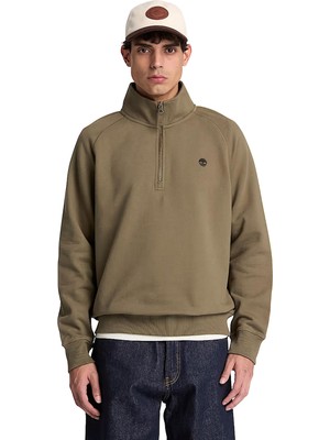 TBC0YHB9AIE1 Timberland Exeter Rıver Tree Embroidered Logo 1-4 Z Erkek Sweatshirt Yeşil