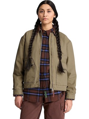 TBC0YH4ZAIE1 Timberland Strafford Washed Canvas Jacket 2.0 Kadın Mont Yeşil
