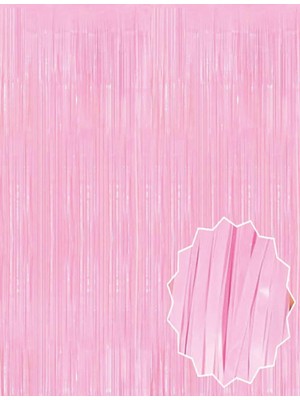 Soft Pembe Püsküllü Kapı Perdesi - Parti, Baby Shower, Cinsiyet Partisi 1x2 M