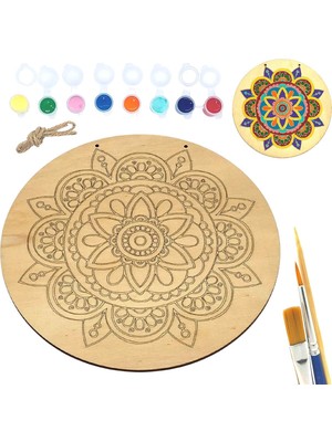 Art Inside Güneş Mandala Ahşap Boyama Tuval Seti Hediye Hobi Kiti 20 cm