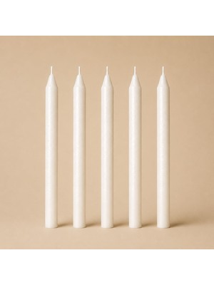 Odea Ns-Era 5'li Beyaz Dalga Dokulu Uzun Kokusuz Şamdan Mum 24 cm x 2 cm