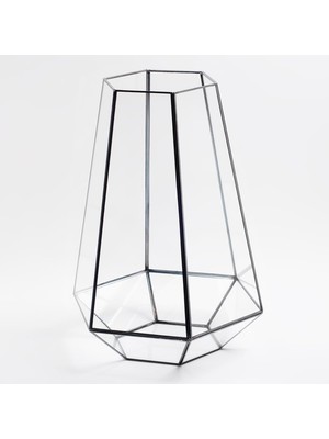 Odea Tr 34X26X26CM Siyah Geometrik Teraryum Cam Fanus Mumluk Yapımı Dekoratif