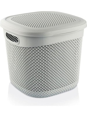 Odea Tr Kapaklı Sepet Çok Amaçlı Damla Desen Sepet 15 Litre Düzenleyici Buz Gri Buz Gri