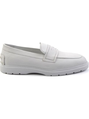 Bambi White Genuine Leather Men's Casual Shoes E01087113103