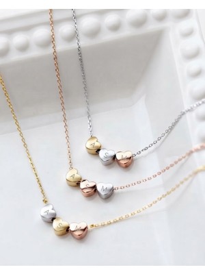 Papatya Silver 925 Ayar Gümüş Minimalist Kişiye Özel Harfli Kalp Kolye.rose.gold.rodaj Renk Seçeneği