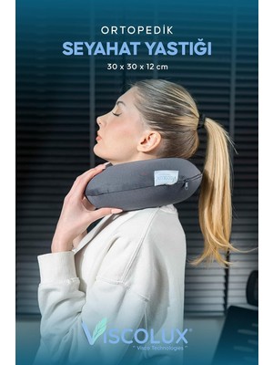 Odea Tr Ortopedik Visco Seyahat Yastığı - Visco Boyun Destekli Yastık Mavi 30X30X12, Füme