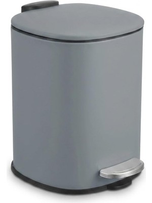 Odea Tr 3 Lt Koyu Gri Paslanmaz Çelik Pedallı Çöp Kovası, Yavaş Kapanan Asansörlü Kapaklı Metal Çöp Kutusu, Banyo Wc Ofis Için Kompakt, 23X16X16 cm