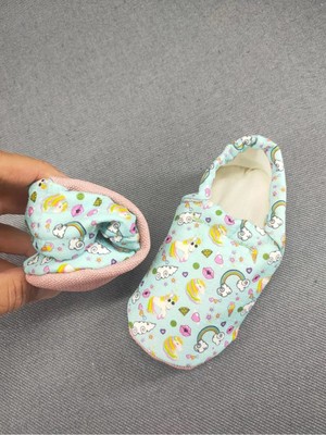 Loove Bebe Bebek Kız Erkek Desenlilastikli Ergonomik Ev Kreş Patik Panduf Ayakkabı — Açık Yeşil
