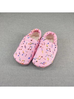 Loove Bebe Bebek Kız Erkekörme Kumaş Ergonomik Ev Kreş Patik Panduf Ayakkabı — Nota Pembe