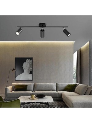 Odea Tr Retro Metal Siyah 3 Lü 180 Derece Hareketli LED Spot Avize Günışığı Ampullü