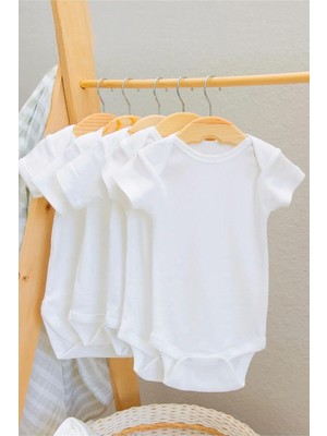Odea Tr %100 Pamuklu Interlok Beyaz Kısa Kol 5'li Basic Bebek Badi Body Zıbın Set