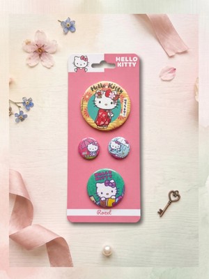 Gifi Kuromi & Hello Kitty Lisanslı 4'lü Rozet Set