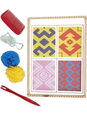 Odea Ahşap Halı Dokuma Tezgahı Seti 22X29 cm - Çocuklar ve Hobi Için Elişi Seti, Okul Öncesi ve Ilkokul Ortaokul Eğitici Kit
