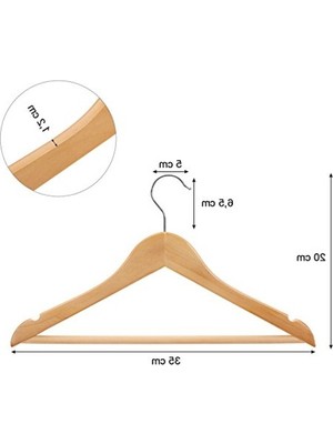 Odea 20'li Paket Çocuk Ahşap Askıları, 35 cm Doğal Renk