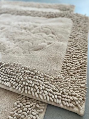 Odea Ultra Lüks Banyo Paspası Seti, 100% Pamuk, 60X100 cm ve 50X60 cm Boyutlarında Kahverengi
