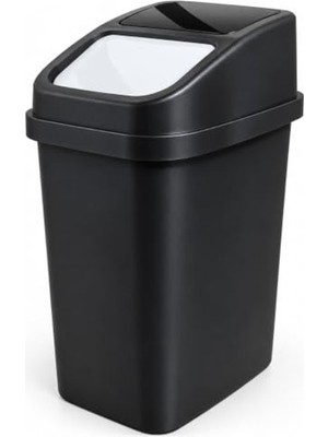 Odea 17 Litre Kapasiteli Sallanır Kapaklı Plastik Çöp Kovası, Siyah